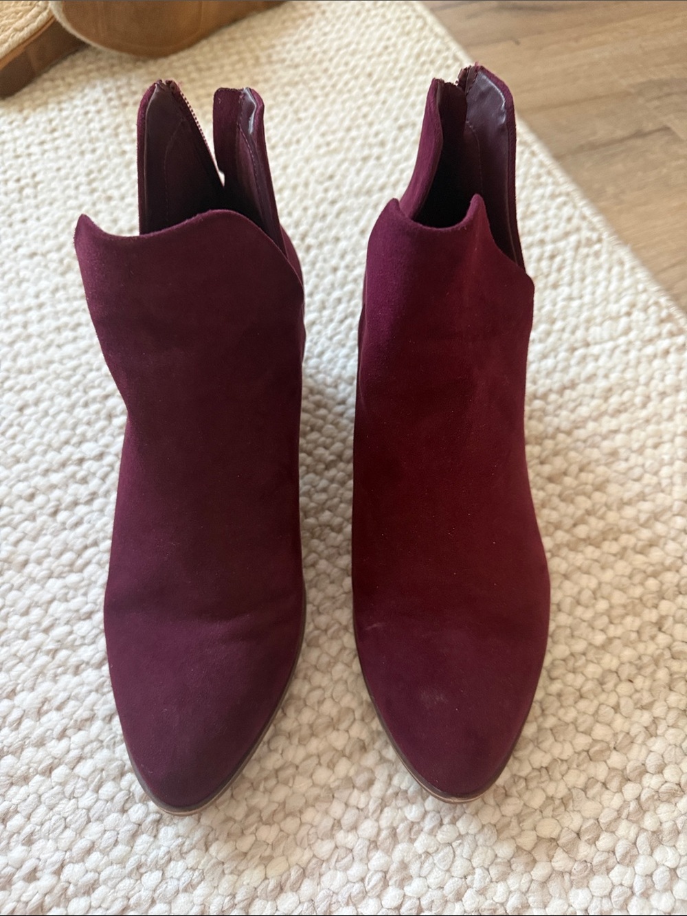 SO Burgundy Suede Pointed Toe Ankle Booties